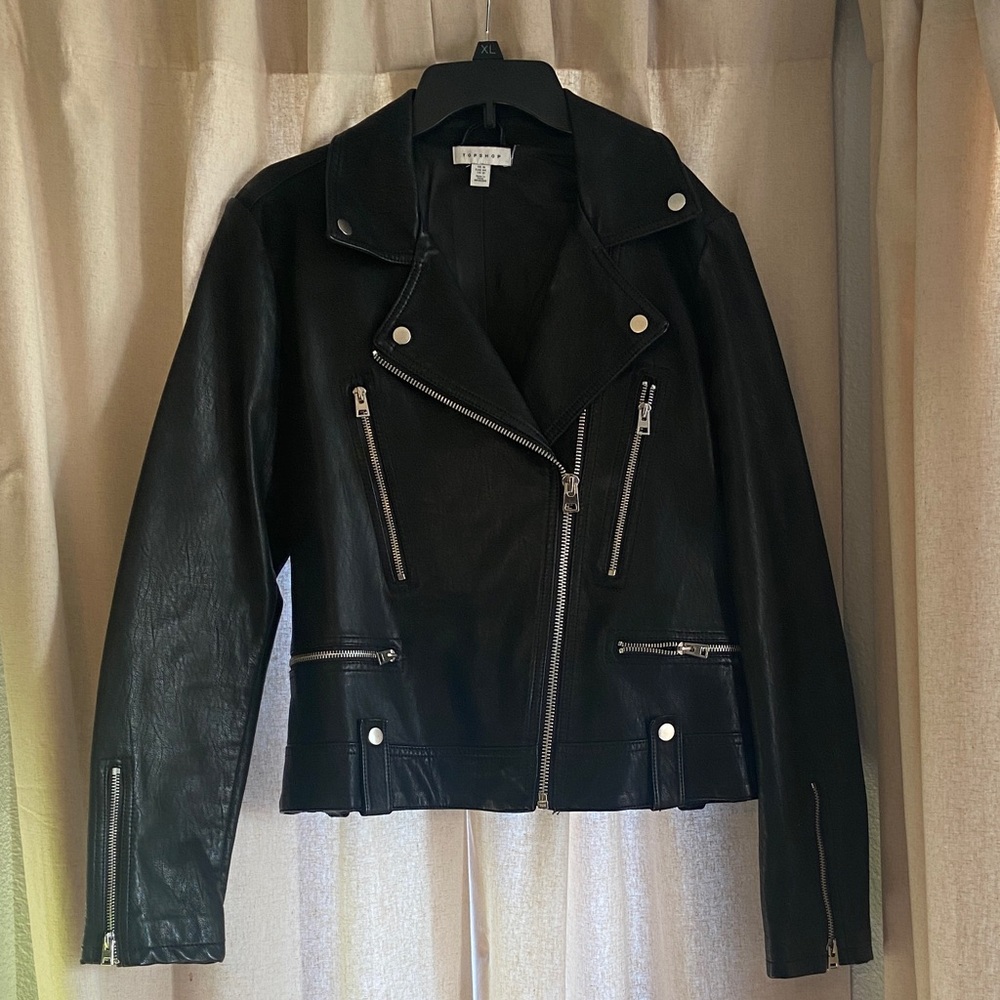 Topshop Black Leather Biker Jacket